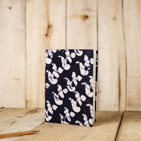 Blue - Batik Fabric Cover Handmade Paper Notebook (7 x 5 in)