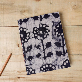 Blue Batik Fabric Cover Handmade Paper Notebook 
