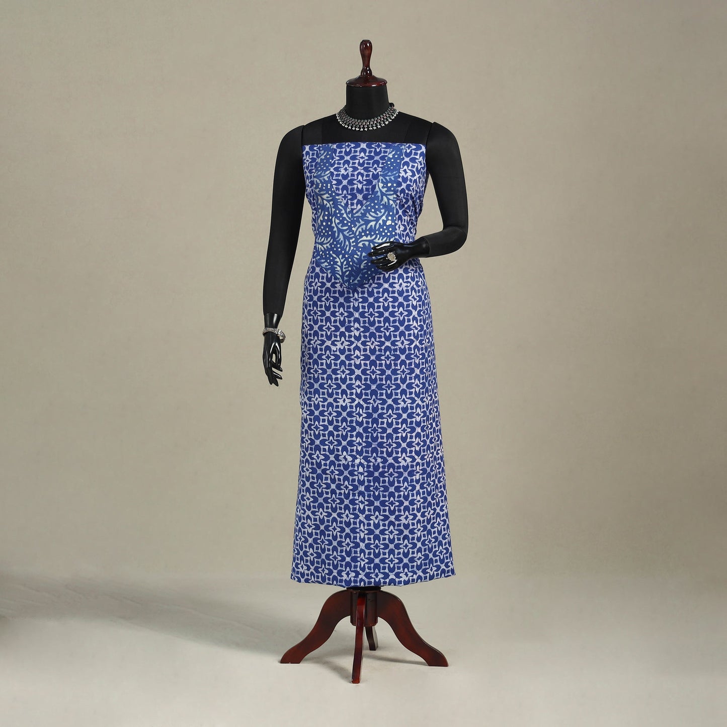 Blue - batik patchwork cotton unstitched kurta material