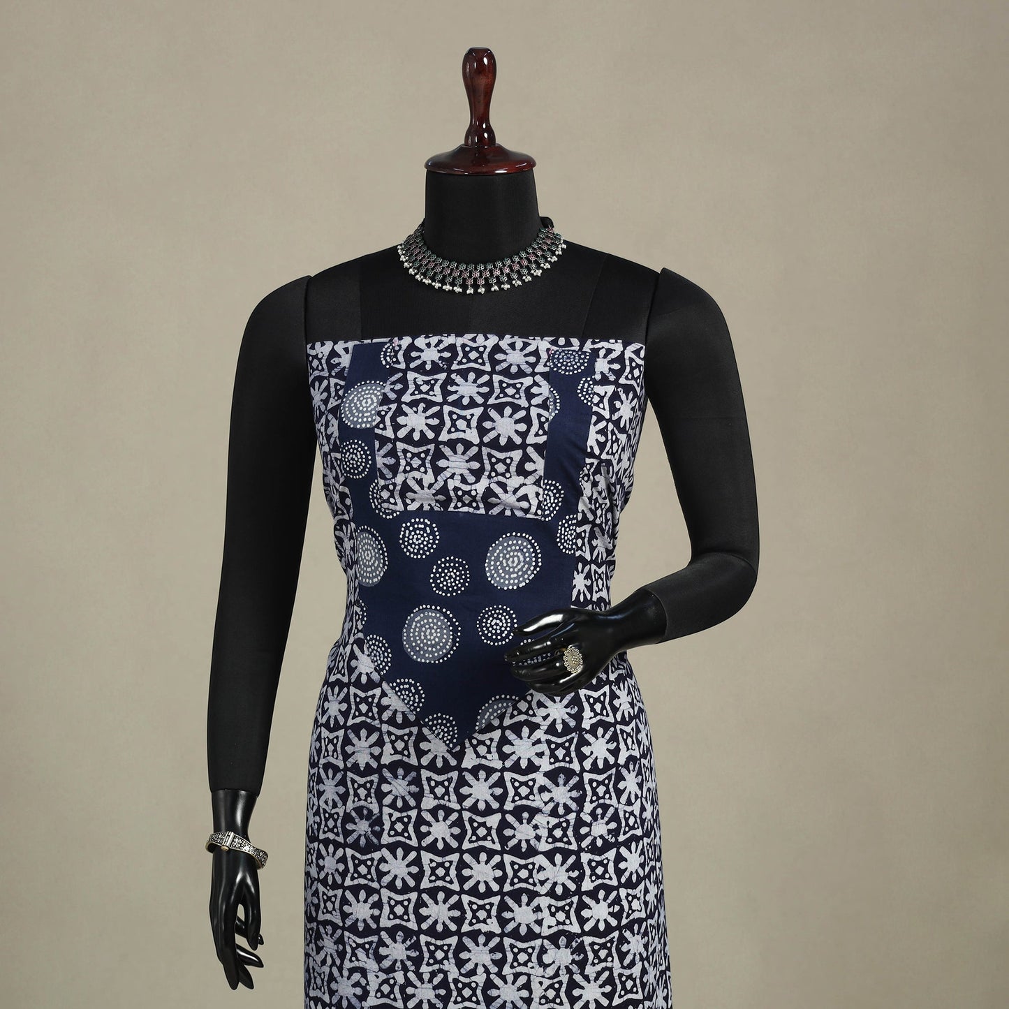 Blue - batik patchwork cotton unstitched kurta material