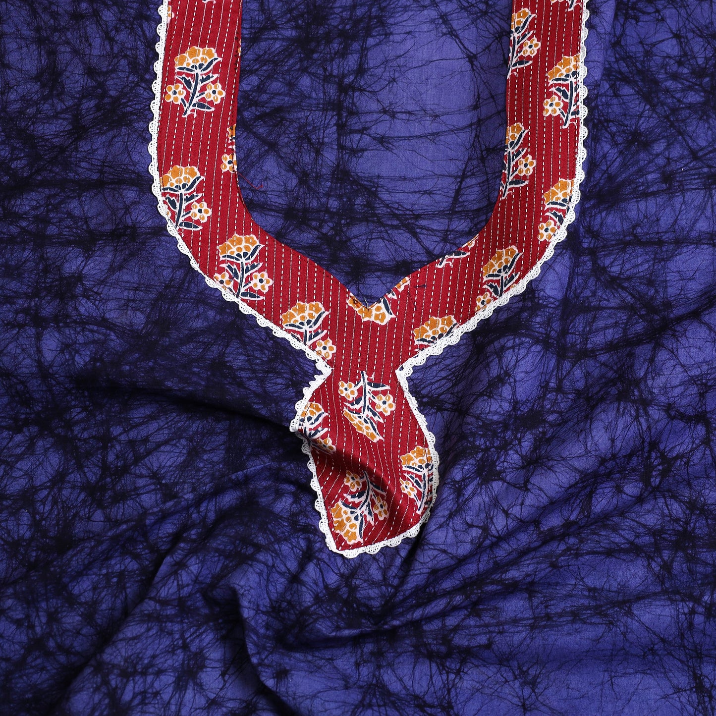 Blue - batik patchwork cotton unstitched kurta material