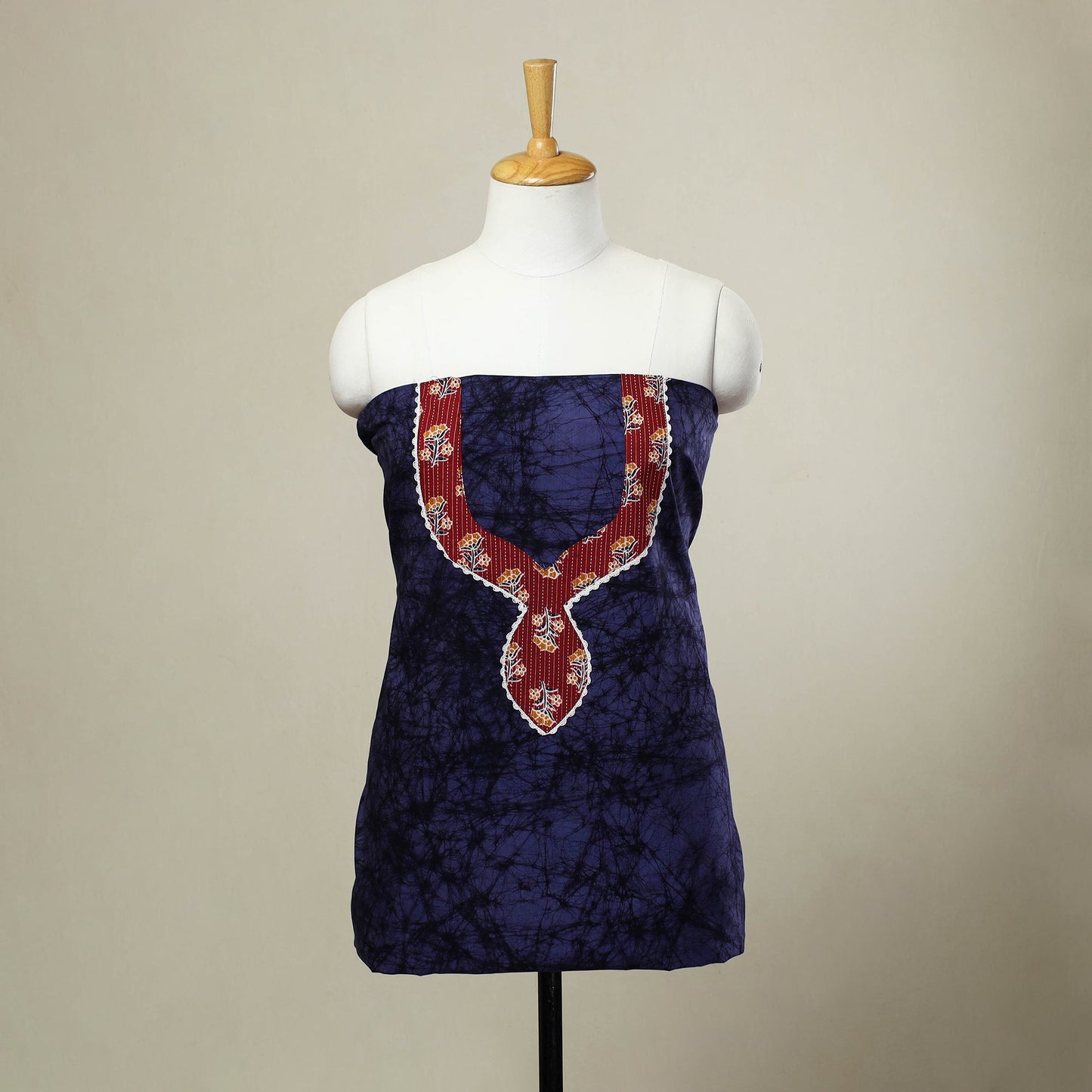 Blue - batik patchwork cotton unstitched kurta material