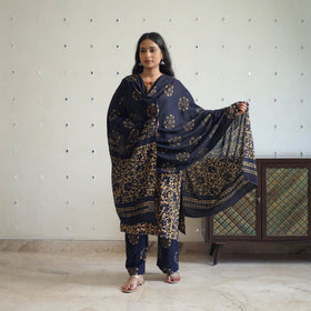 Buy Blue Batik Print Kurti Set – Cotton Suit Online