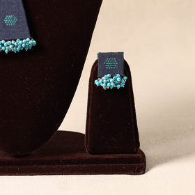 Blue - bead work fabart necklace set 90 - handcrafted