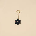 Beaded fabart flower keychain 06 - handcrafted