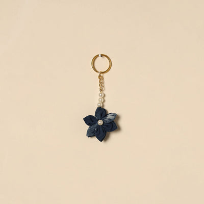 Beaded fabart flower keychain 10 - handcrafted