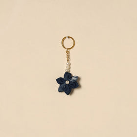 Beaded fabart flower keychain 10 - handcrafted