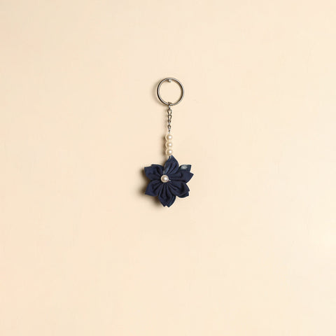 Beaded fabart flower keychain 22 - handcrafted
