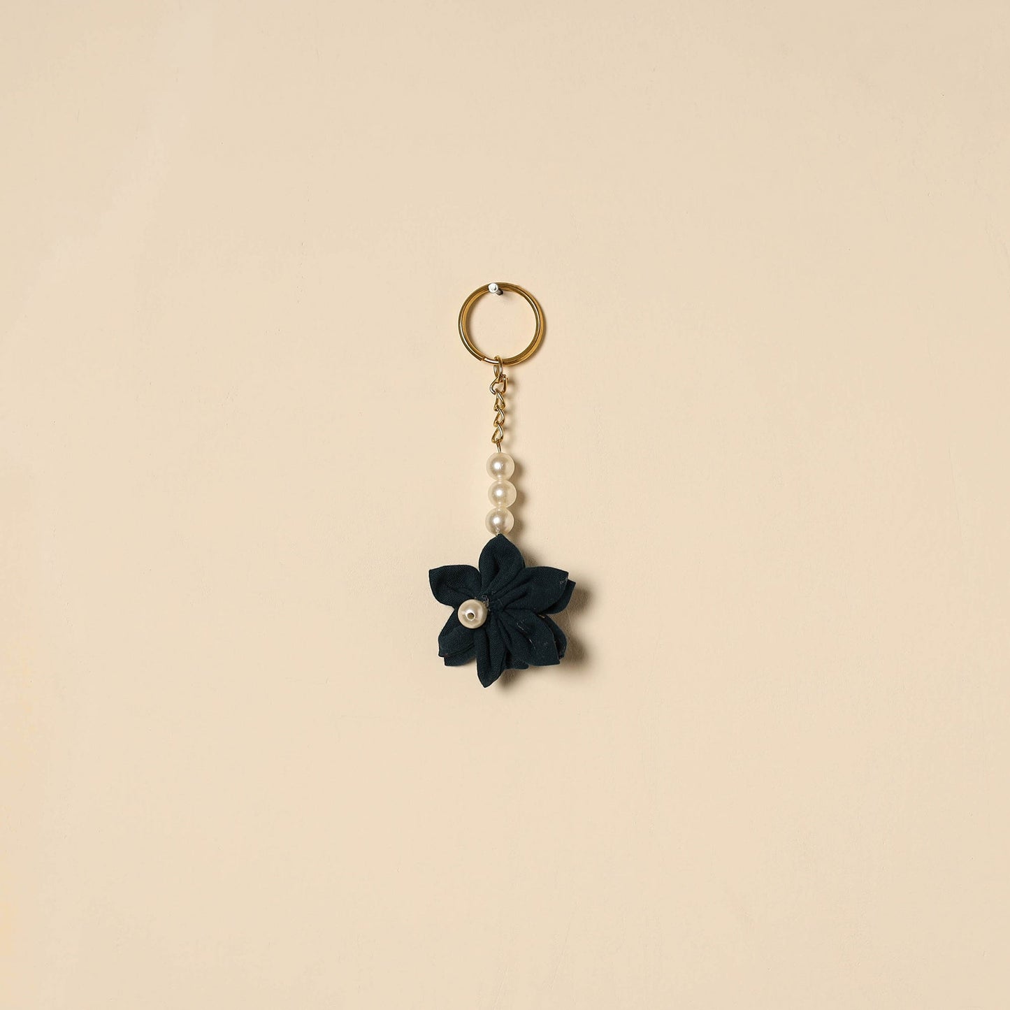 Beaded fabart flower keychain 29 - handcrafted
