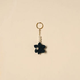 Beaded fabart flower keychain 29 - handcrafted