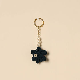 Beaded fabart flower keychain 29 - handcrafted
