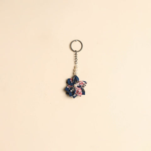 Beaded fabart flower keychain 45 - handcrafted