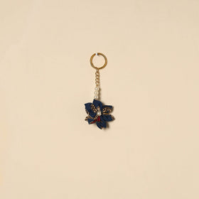 Beaded fabart flower keychain 50 - handcrafted