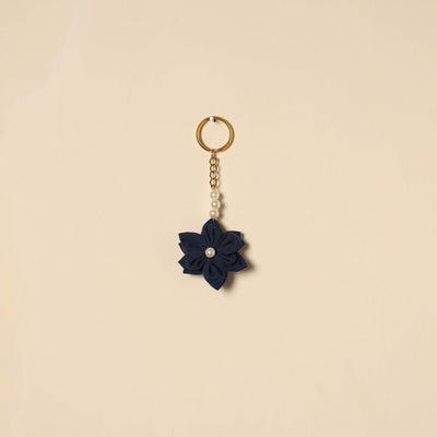 Beaded fabart flower keychain 58 - handcrafted