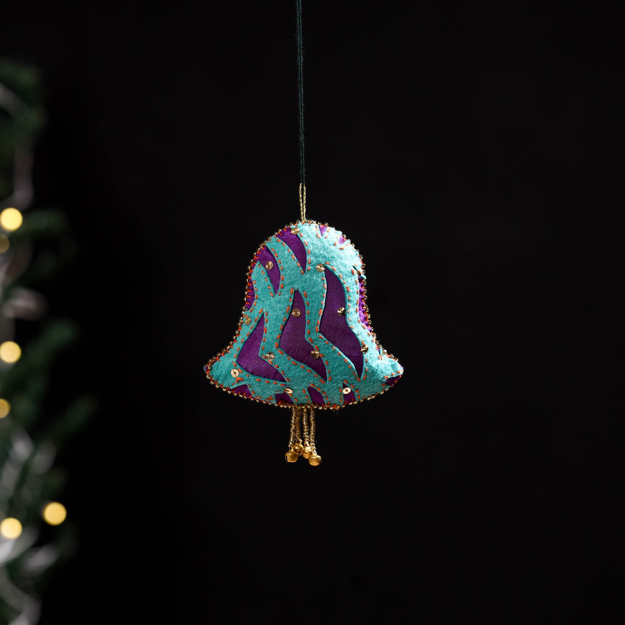 Blue - bell - hand embroidered felt christmas decor