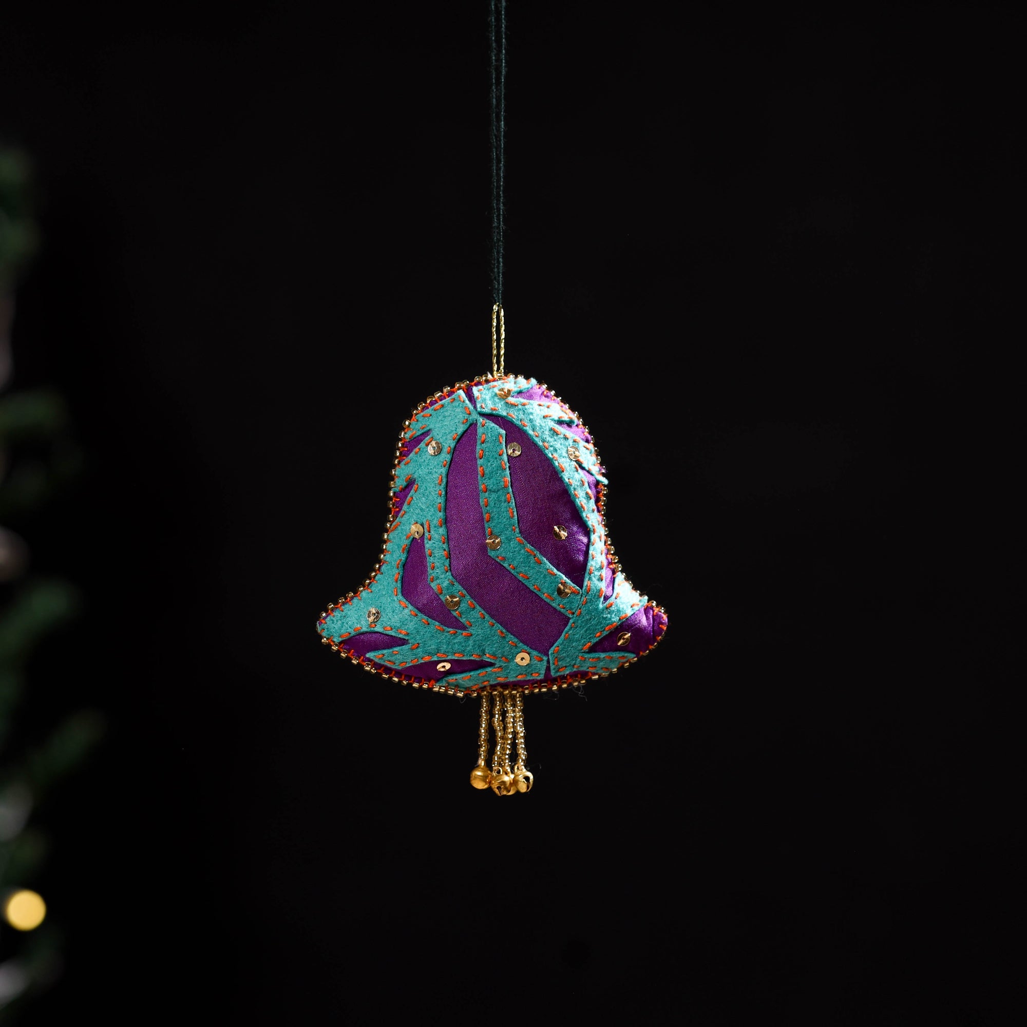 Blue - bell - hand embroidered felt christmas decor