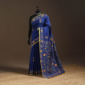 Bengal chanderi silk hand embroidered saree 06 - handcrafted