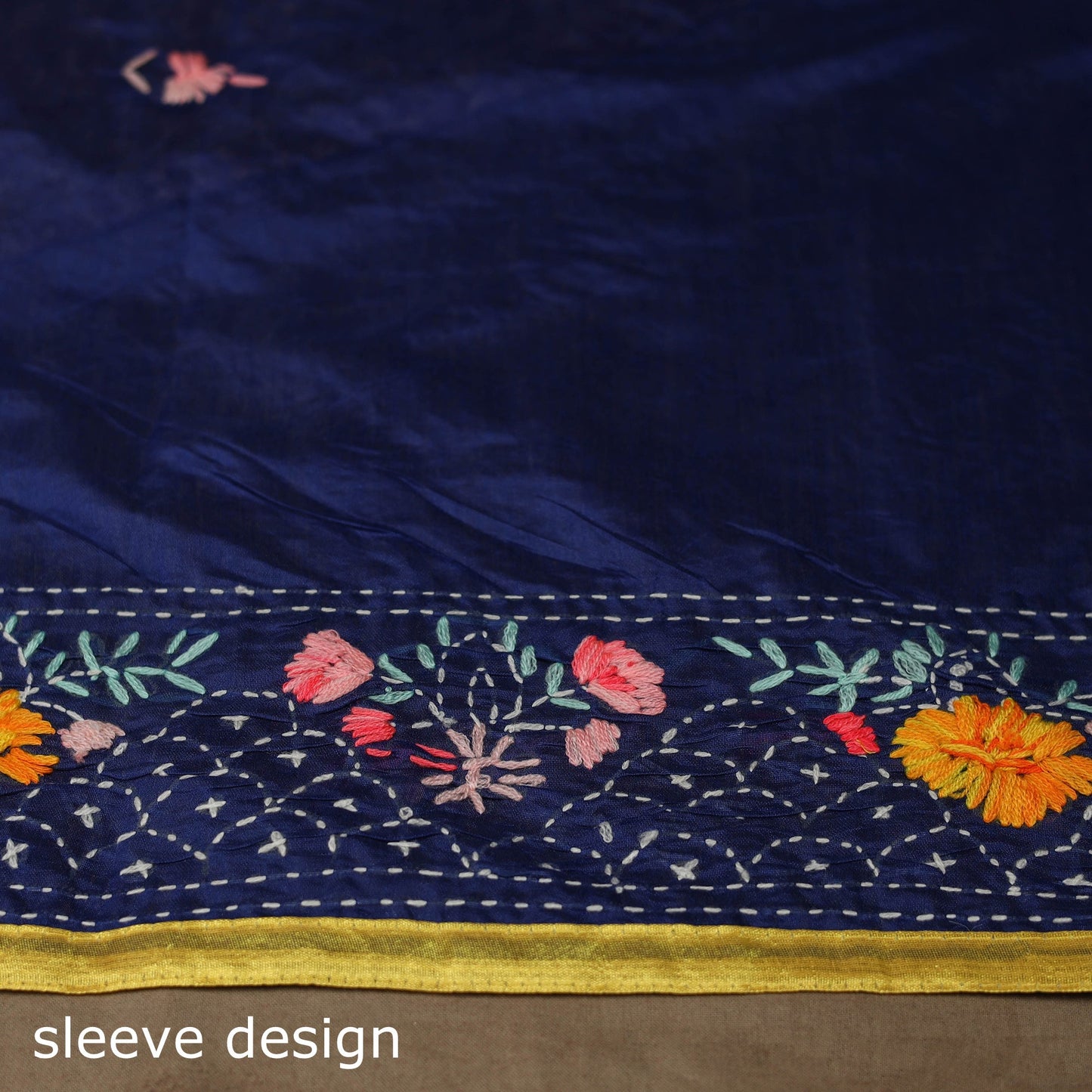 Bengal chanderi silk hand embroidered saree 06 - handcrafted