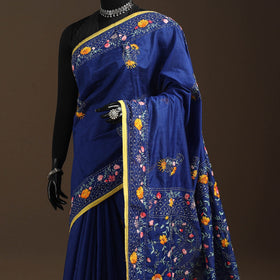 Bengal chanderi silk hand embroidered saree 06 - handcrafted