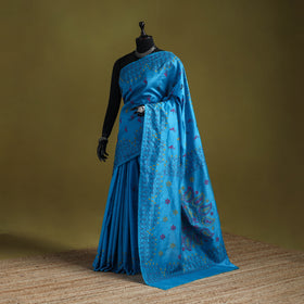 Bengal hand embroidered silk nakshi kantha saree 26