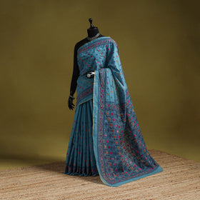 Bengal hand embroidery silk cotton kantha saree 08