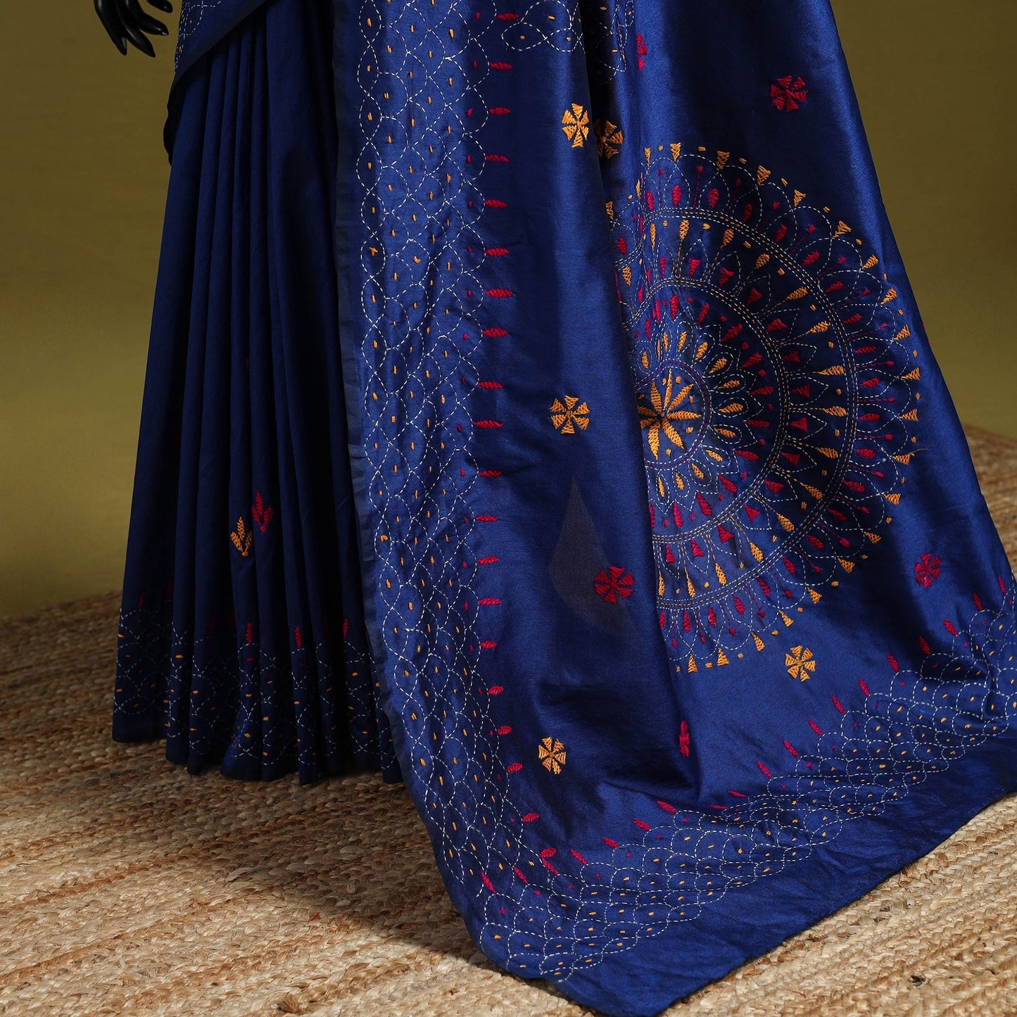 Bengal hand embroidery silk nakshi kantha saree 18