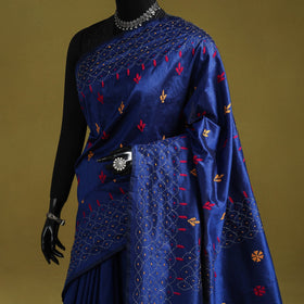 Bengal hand embroidery silk nakshi kantha saree 18