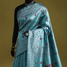 Bengal hand embroidery silk nakshi kantha saree 22