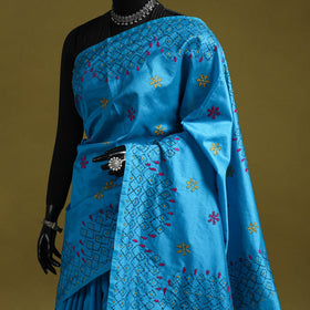 Bengal hand embroidery silk nakshi kantha saree 25