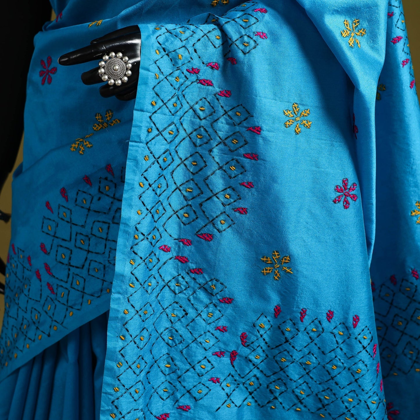 Bengal hand embroidery silk nakshi kantha saree 25