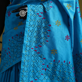 Bengal hand embroidery silk nakshi kantha saree 25