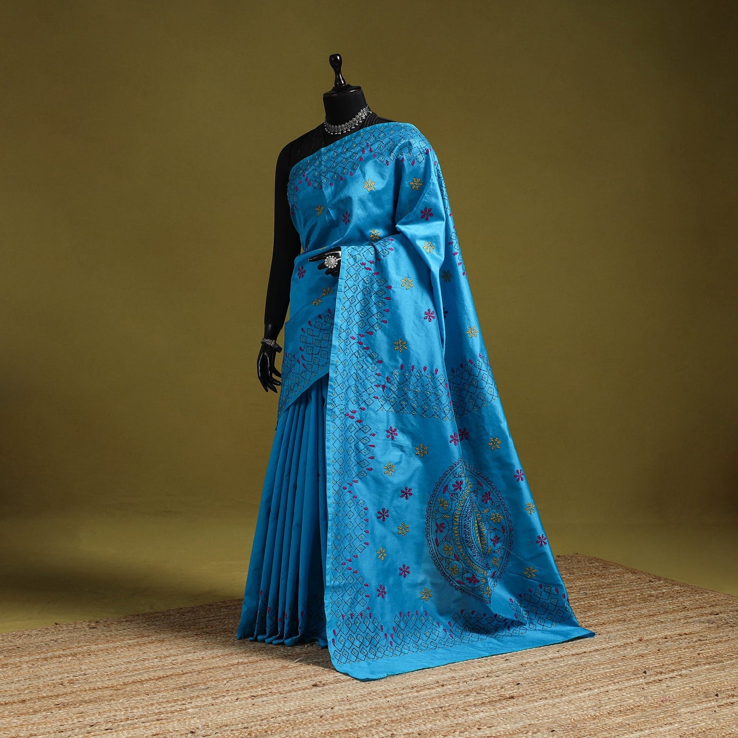 Bengal hand embroidery silk nakshi kantha saree 25