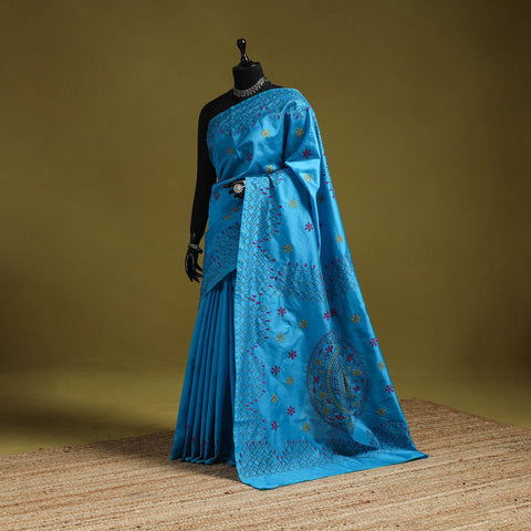 Bengal hand embroidery silk nakshi kantha saree 25