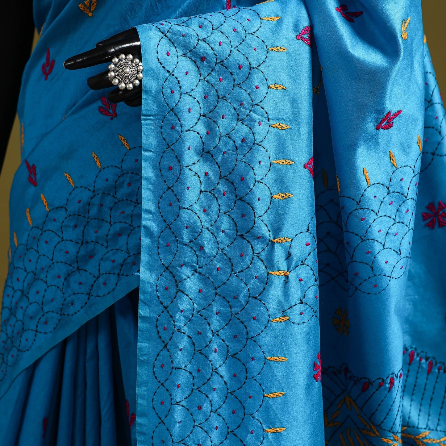 Bengal hand embroidery silk nakshi kantha saree 27