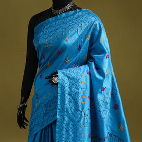 Bengal hand embroidery silk nakshi kantha saree 27