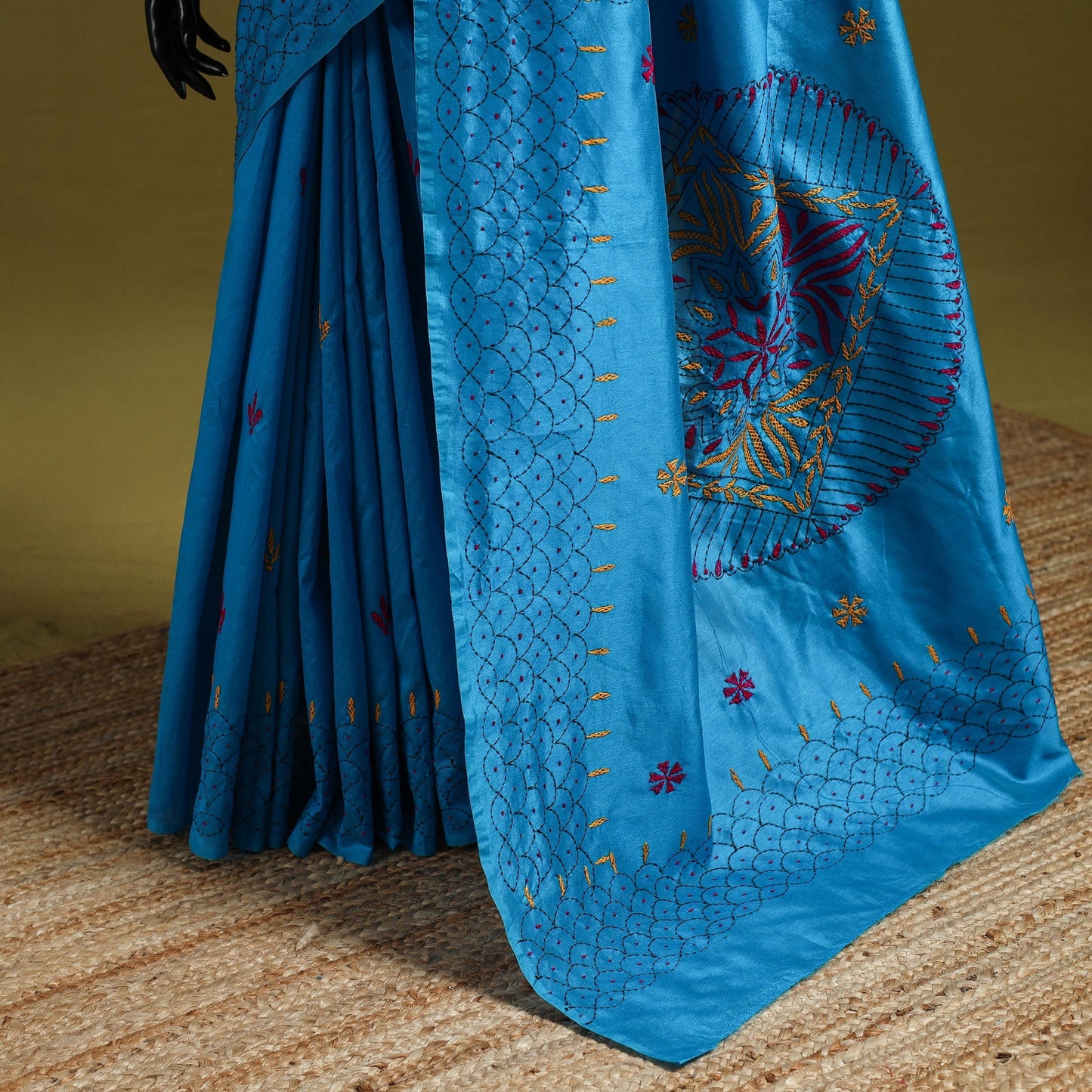 Bengal hand embroidery silk nakshi kantha saree 27