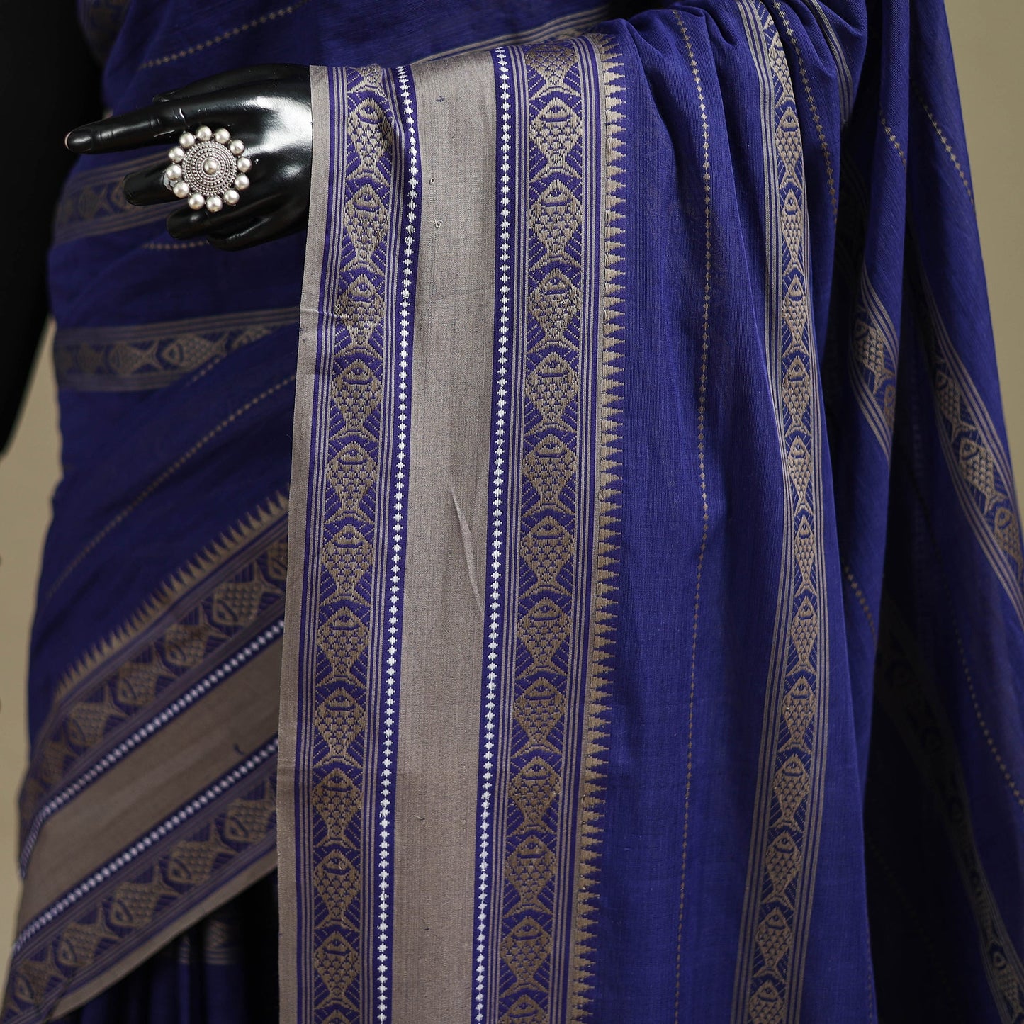 Blue - bengal handwoven cotton begumpuri saree 04