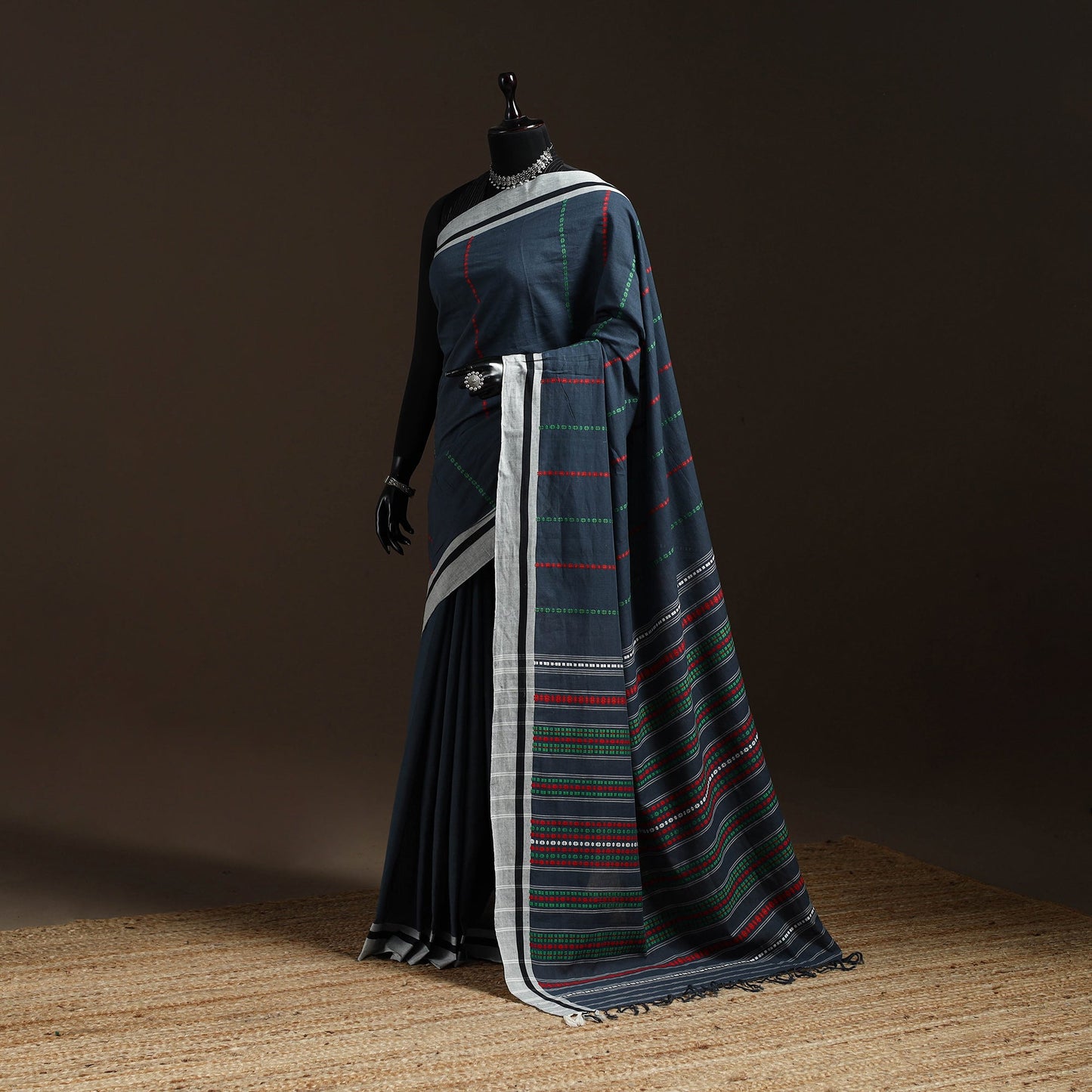 Blue - bengal handwoven cotton begumpuri saree 07