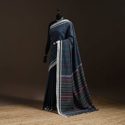 Blue - bengal handwoven cotton begumpuri saree 07