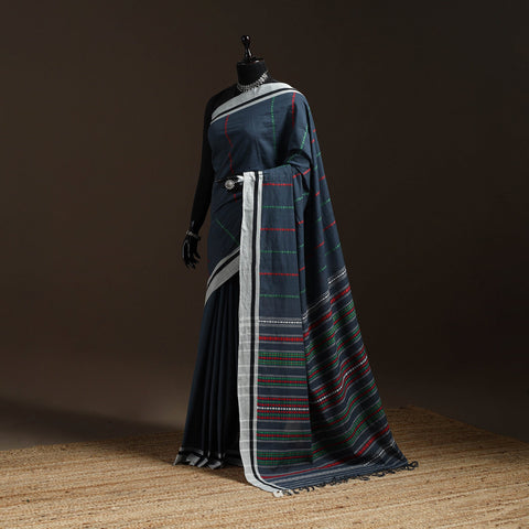 Blue - bengal handwoven cotton begumpuri saree 07