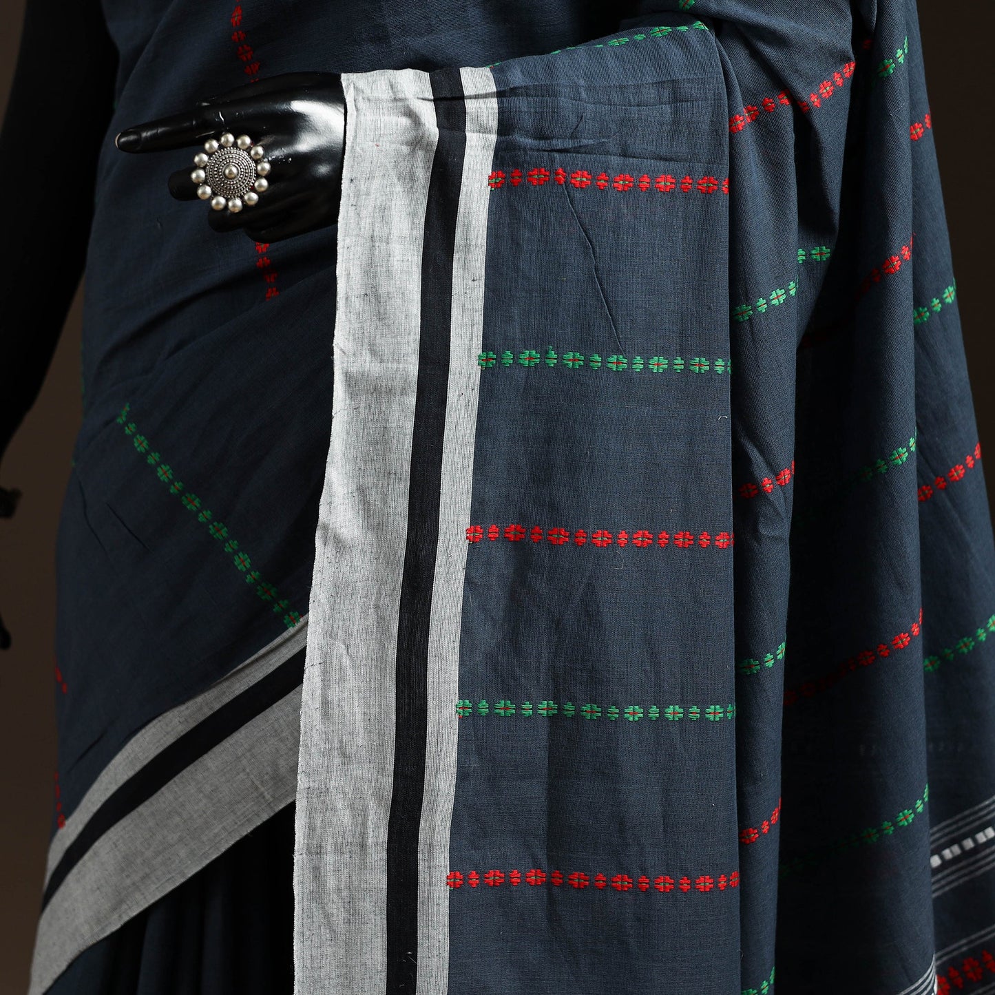 Blue - bengal handwoven cotton begumpuri saree 07