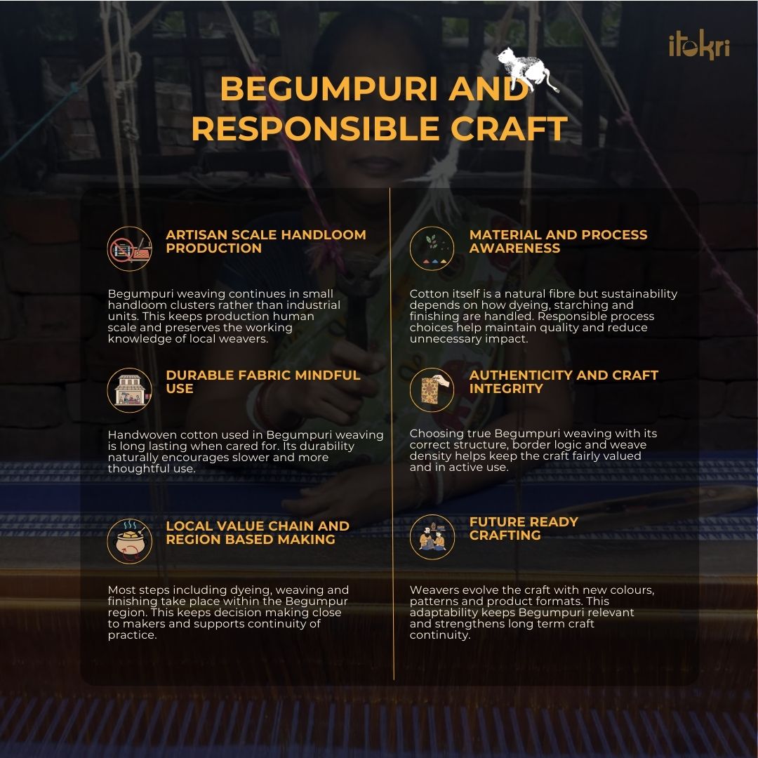 Blue - bengal handwoven cotton begumpuri saree 16