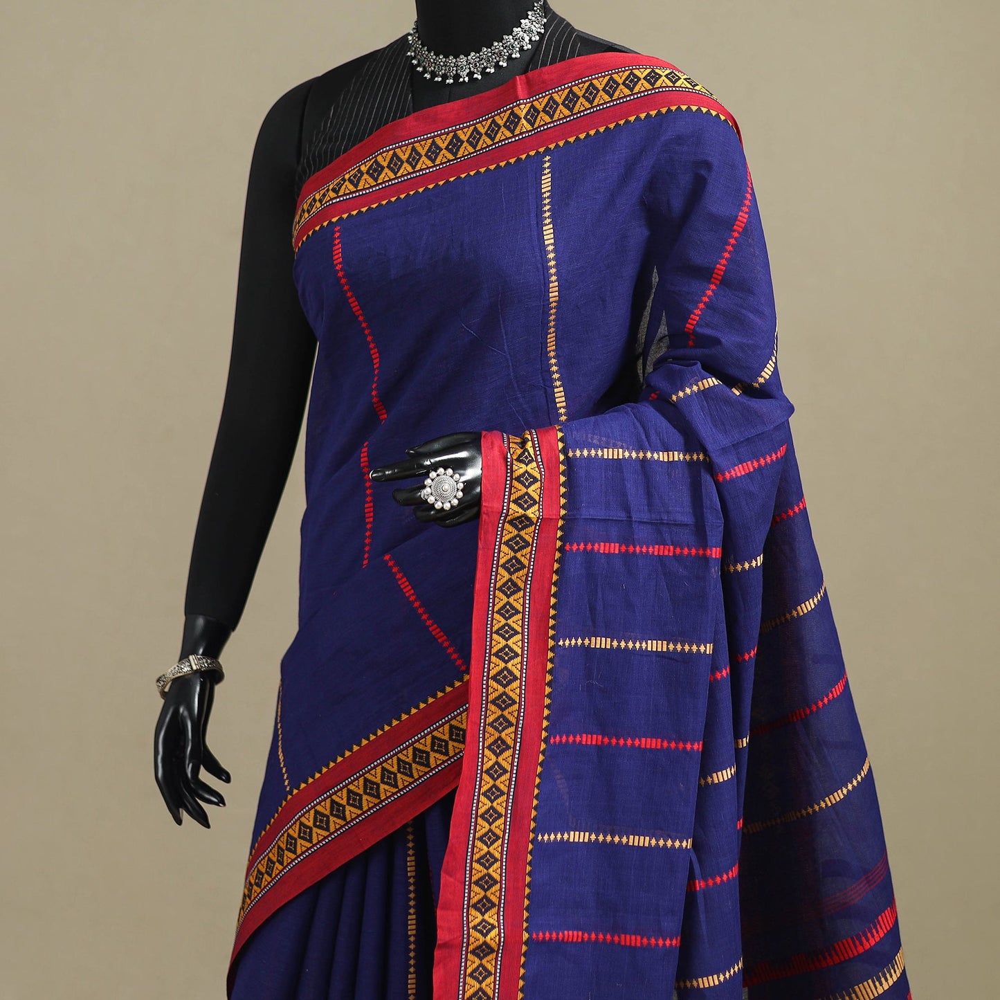 Blue - bengal handwoven cotton begumpuri saree 16