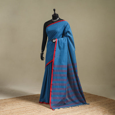 Blue - bengal handwoven cotton begumpuri saree 23