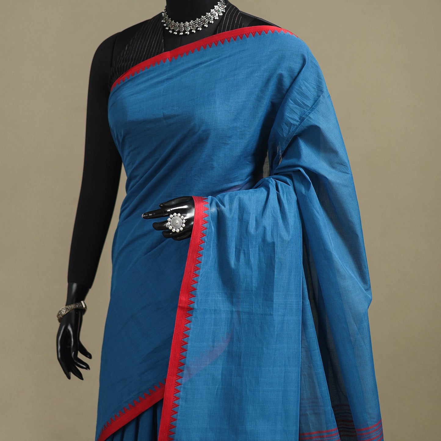 Blue - bengal handwoven cotton begumpuri saree 23