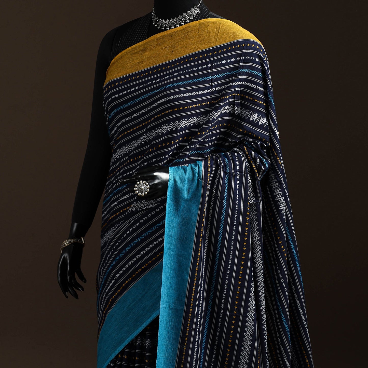 Blue - bengal handwoven cotton begumpuri saree 33