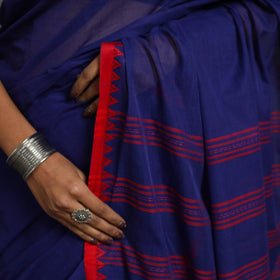 Buy Blue Bengal Handwoven Cotton Plain Begumpuri Saree