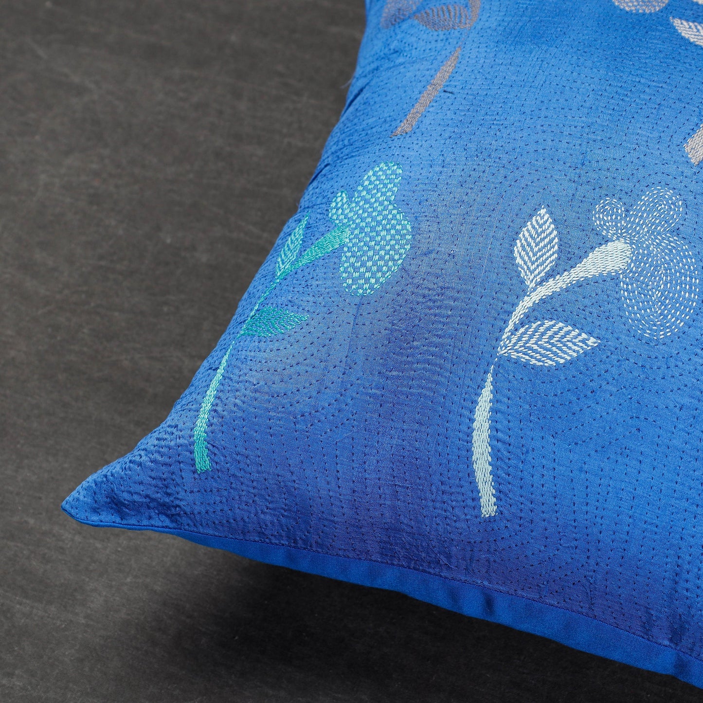 Buy Bengal Kantha Embroidery Mulberry Silk Cushion Cover Online l iTokri.com