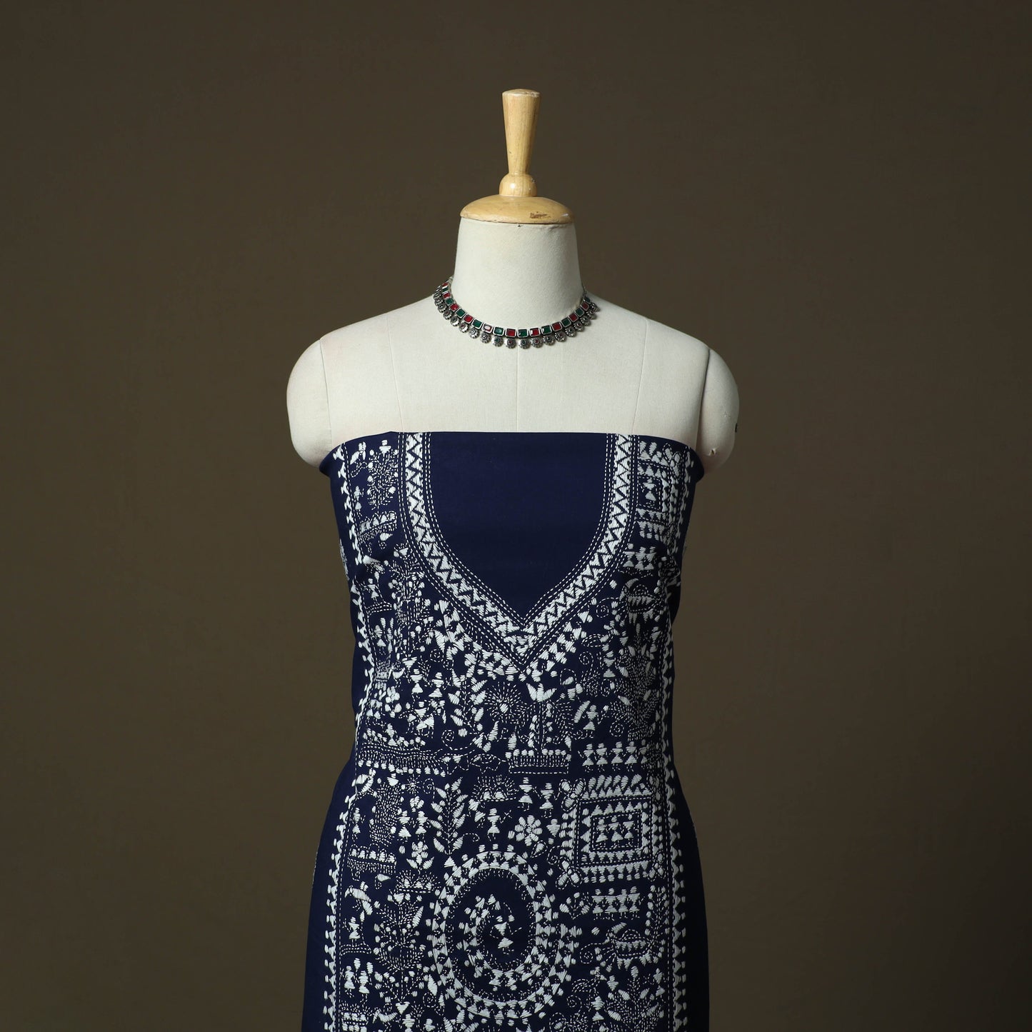 Bengal kantha hand embroidered cotton unstitched kurta
