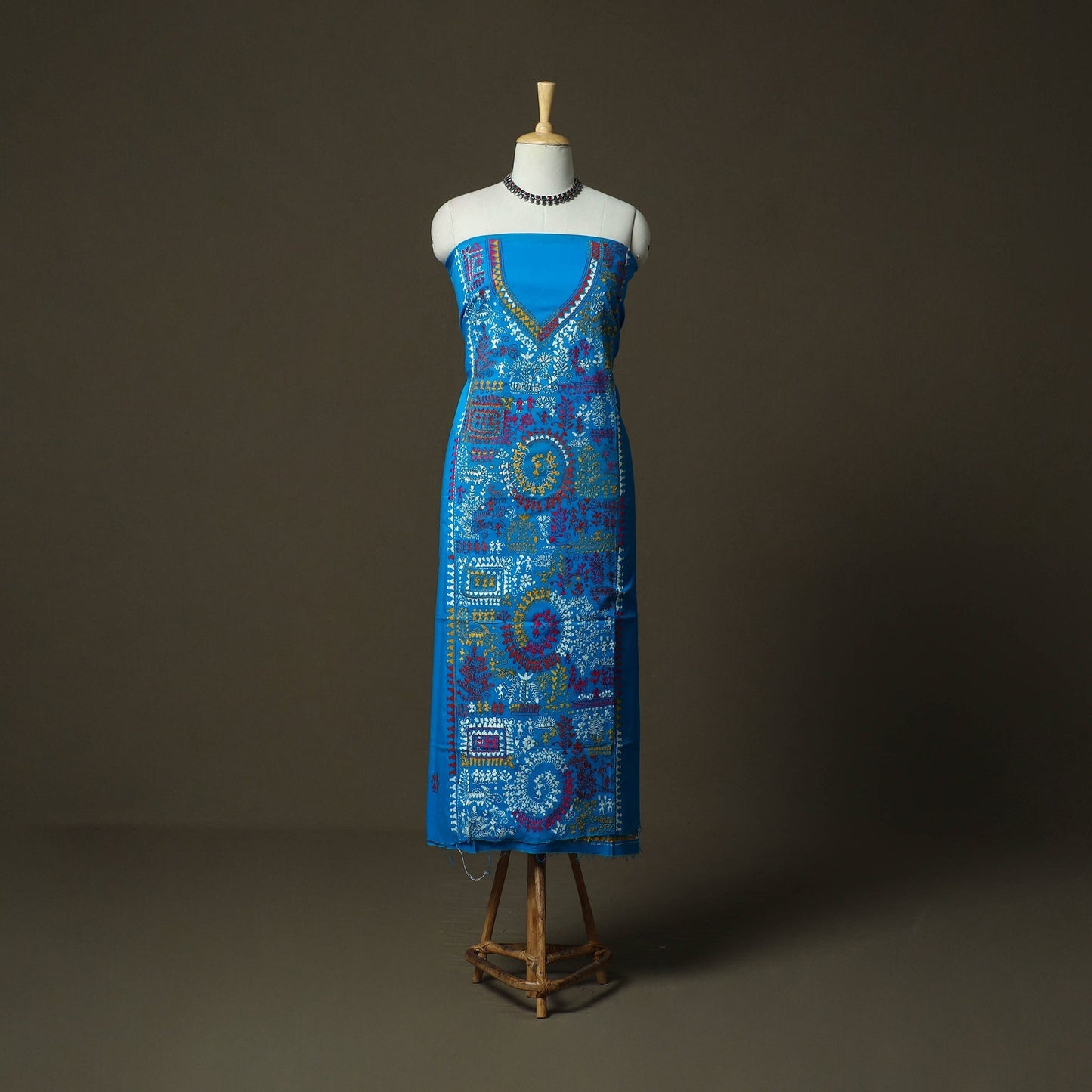 Bengal kantha hand embroidered cotton unstitched kurta